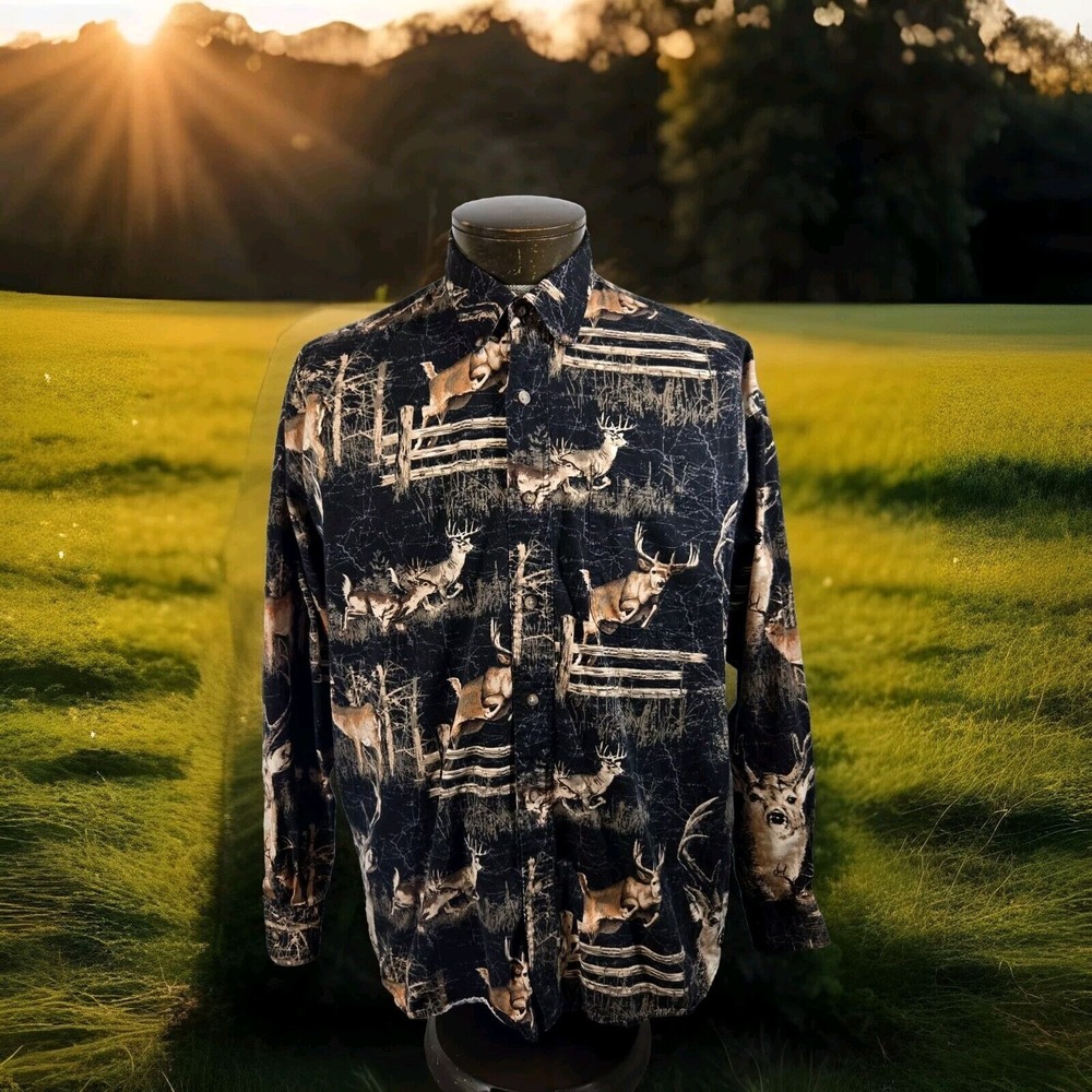 Bit And Bridle Whitetail Deer All‎ Over Print Shirt Mens Long Sleeve Button Down